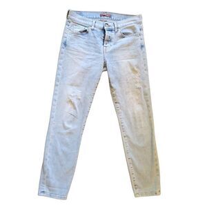 7 For All Mankind Jeans Women's 24 Blue Josie Crop Boyfriend Slim Light Wash